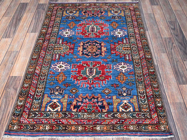 2'11" x 4'6" New Hand Knotted Blue Wool Rectangle Oriental Rug - MOA102627