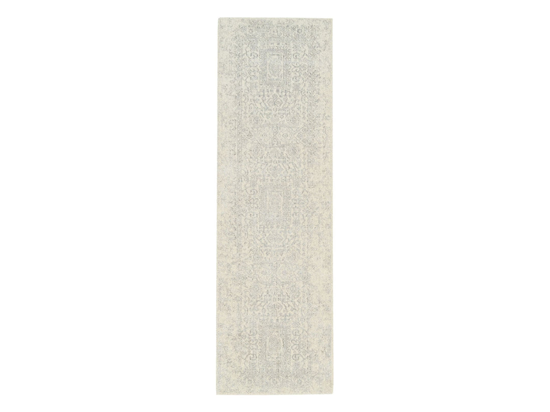 2'6" x 8'0" New Hand Loomed Beige Wool & Silk Runner Oriental Rug - MOA10262846
