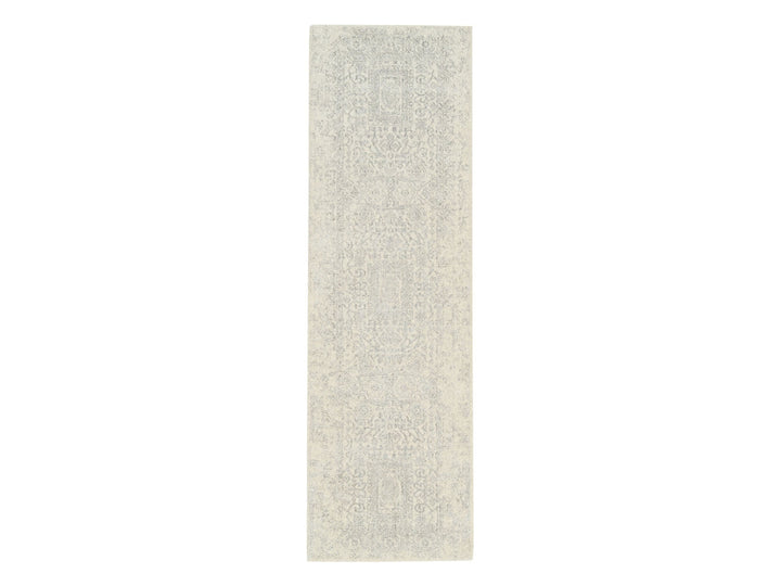2'6" x 8'0" New Hand Loomed Beige Wool & Silk Runner Oriental Rug - MOA10262846