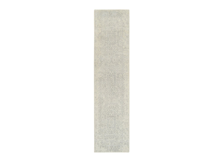 2'6" x 10'1" New Hand Loomed Beige Wool & Art Silk Runner Oriental Rug - MOA10262854