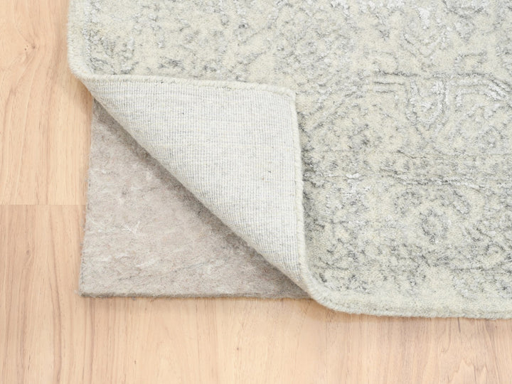 2'6" x 10'1" New Hand Loomed Beige Wool & Art Silk Runner Oriental Rug - MOA10262854