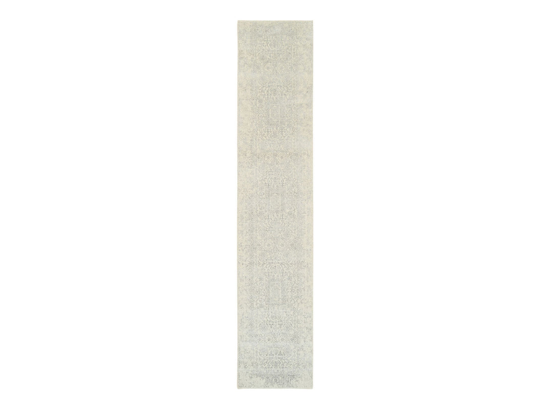 2'6" x 12'0" New Hand Loomed Beige Wool & Art Silk Runner Oriental Rug - MOA10262855
