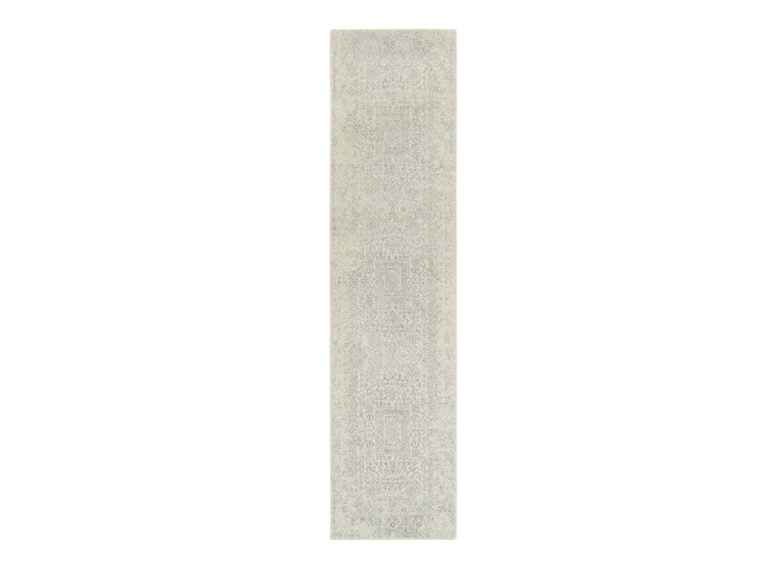 2'6" x 10'1" New Hand Loomed Beige Wool & Silk Runner Oriental Rug - MOA10262856