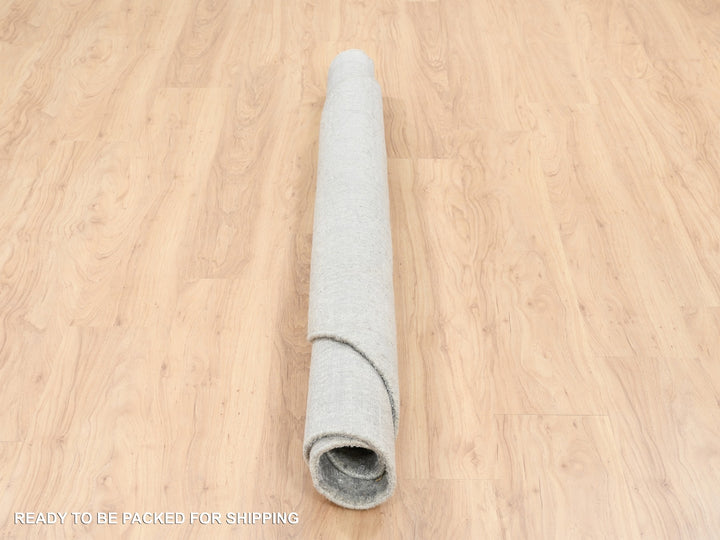 6'0" x 6'0" New Hand Loomed Grey Wool & Silk Round Oriental Rug - MOA10262858