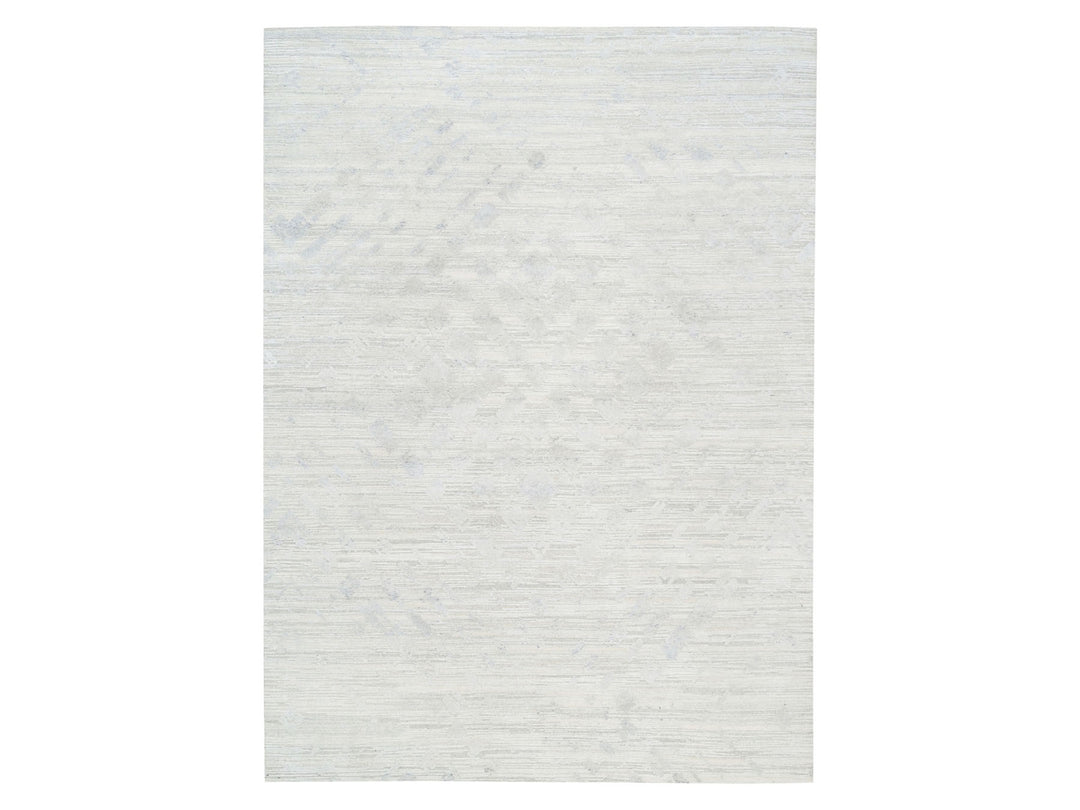 9'0" x 12'0" New Hand Knotted Grey Wool Rectangle Oriental Rug - MOA10262890