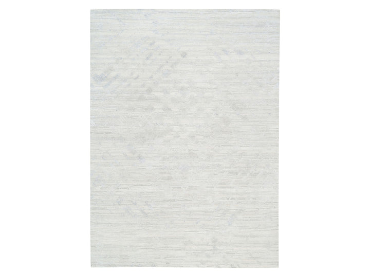 9'0" x 12'0" New Hand Knotted Grey Wool Rectangle Oriental Rug - MOA10262890