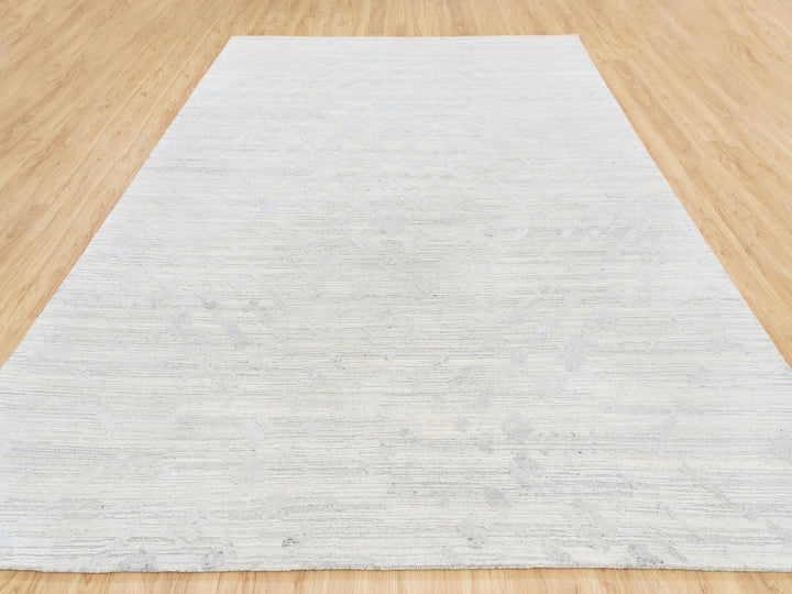9'0" x 12'0" New Hand Knotted Grey Wool Rectangle Oriental Rug - MOA10262890
