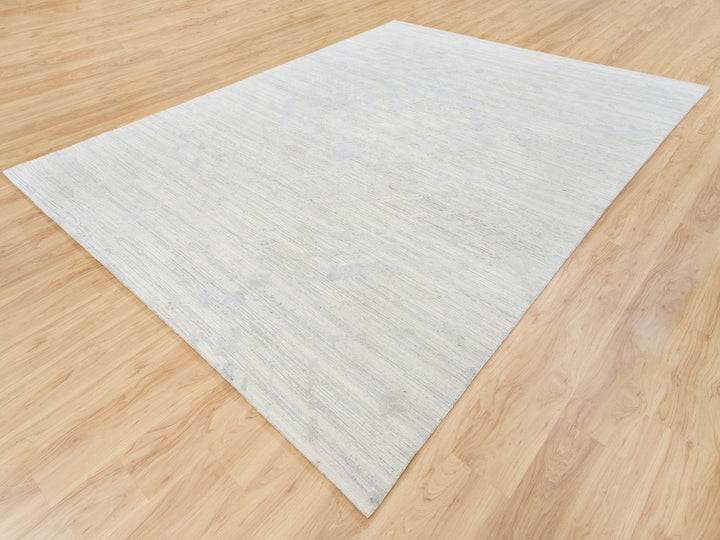 9'0" x 12'0" New Hand Knotted Grey Wool Rectangle Oriental Rug - MOA10262890