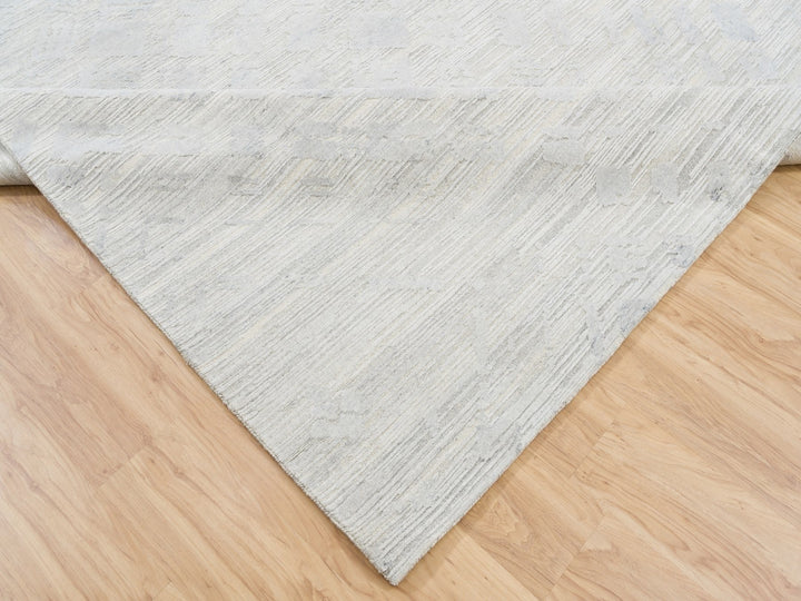 9'0" x 12'0" New Hand Knotted Grey Wool Rectangle Oriental Rug - MOA10262890