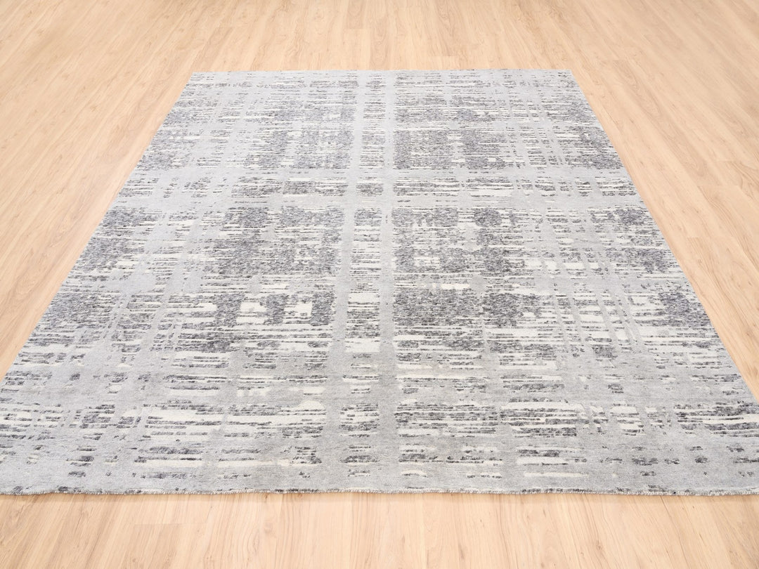 8'0" x 8'0" New Hand Knotted Grey Wool Square Oriental Rug - MOA10262892