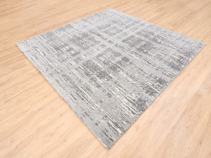 8'0" x 8'0" New Hand Knotted Grey Wool Square Oriental Rug - MOA10262892
