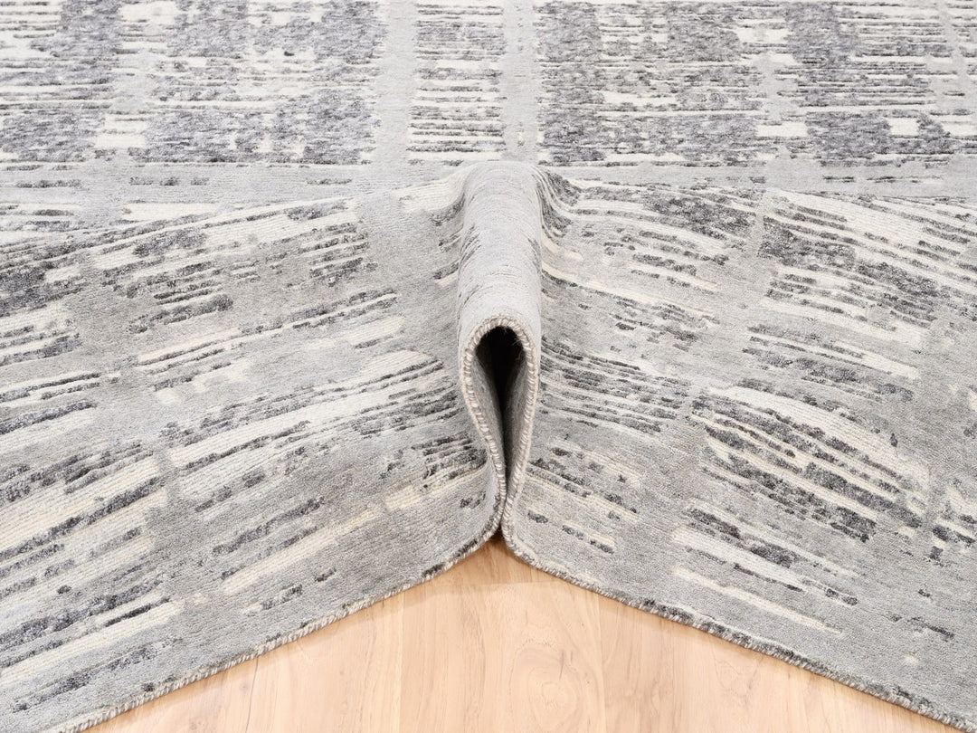 8'0" x 8'0" New Hand Knotted Grey Wool Square Oriental Rug - MOA10262892