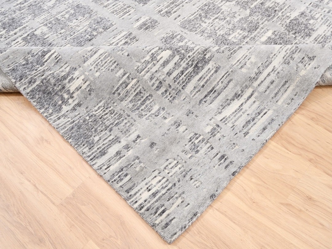 8'0" x 8'0" New Hand Knotted Grey Wool Square Oriental Rug - MOA10262892