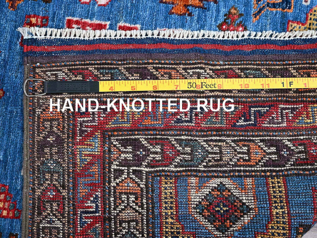 2'10" x 4'6" New Hand Knotted Blue Wool Rectangle Oriental Rug - MOA102628