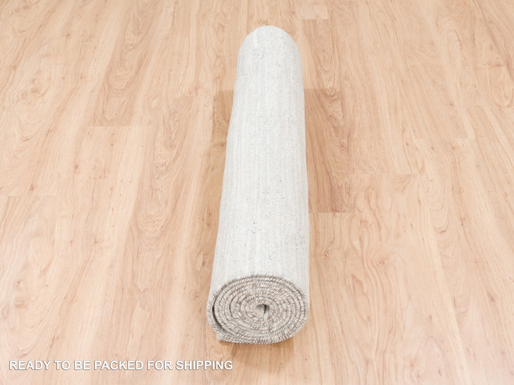 4'0" x 12'0" New Hand Knotted Grey Wool Runner Oriental Rug - MOA10262906