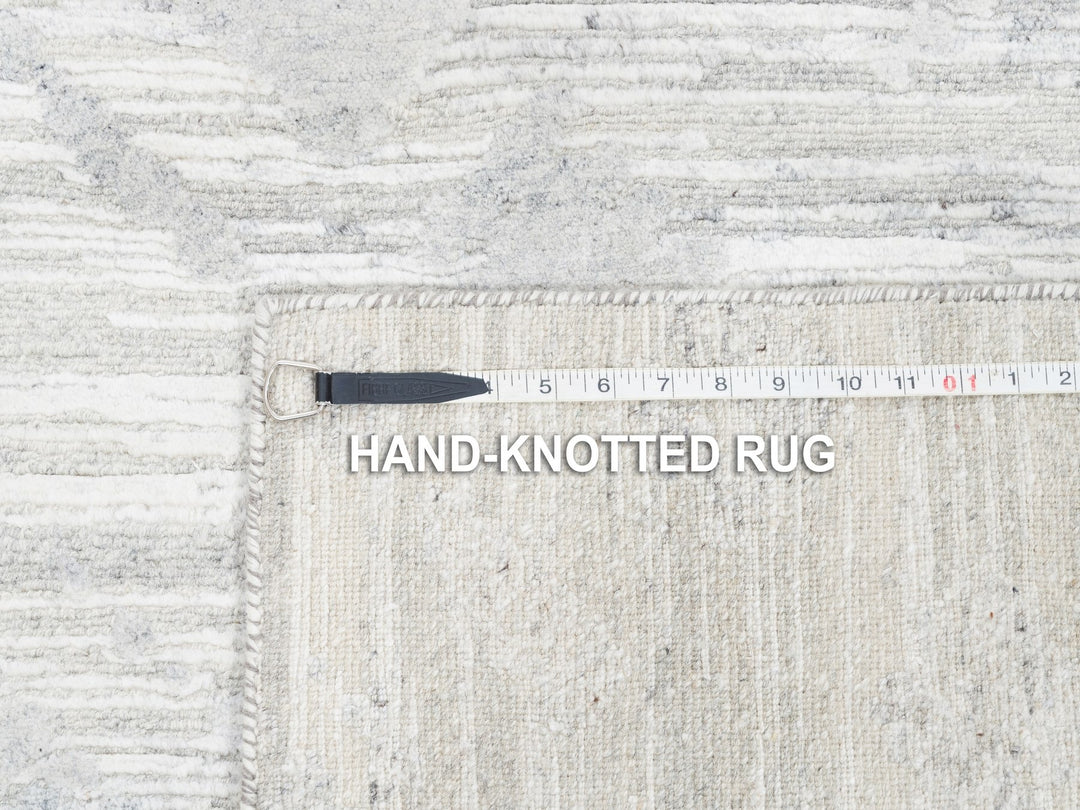4'0" x 12'0" New Hand Knotted Grey Wool Runner Oriental Rug - MOA10262906
