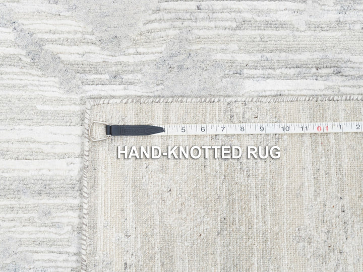 4'0" x 12'0" New Hand Knotted Grey Wool Runner Oriental Rug - MOA10262906