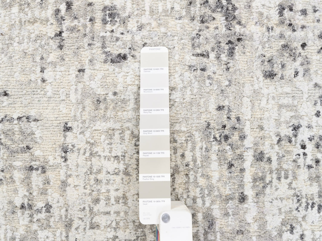 2'6" x 8'1" New Hand Knotted Grey Wool Runner Oriental Rug - MOA10262913