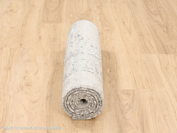 2'5" x 8'0" New Hand Knotted Grey Wool Runner Oriental Rug - MOA10262915