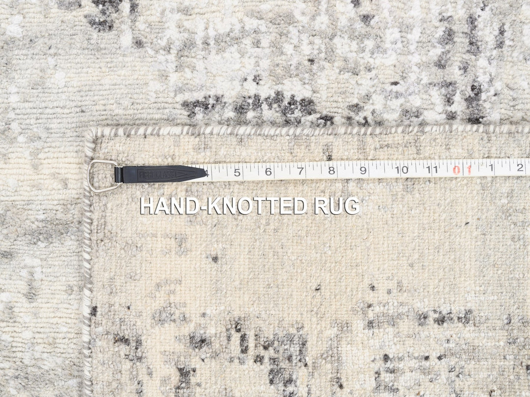 2'5" x 8'0" New Hand Knotted Grey Wool Runner Oriental Rug - MOA10262915