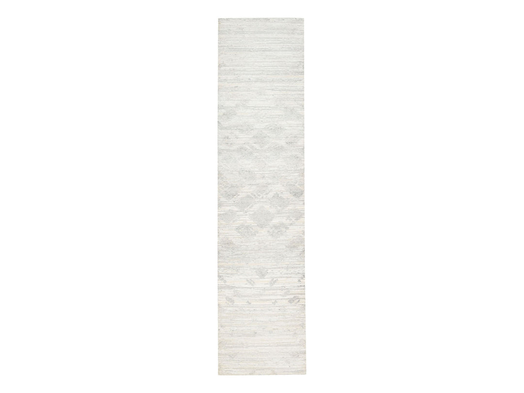 2'7" x 12'0" New Hand Knotted Ivory Wool Runner Oriental Rug - MOA10262919
