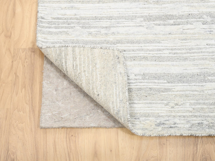 2'7" x 12'0" New Hand Knotted Ivory Wool Runner Oriental Rug - MOA10262919