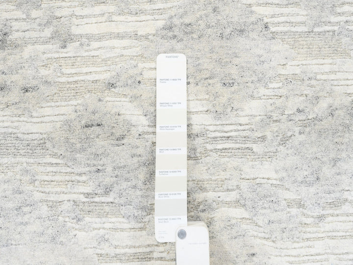 2'7" x 12'0" New Hand Knotted Grey Wool Runner Oriental Rug - MOA10262919