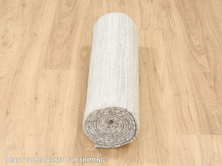 2'7" x 12'0" New Hand Knotted Ivory Wool Runner Oriental Rug - MOA10262919