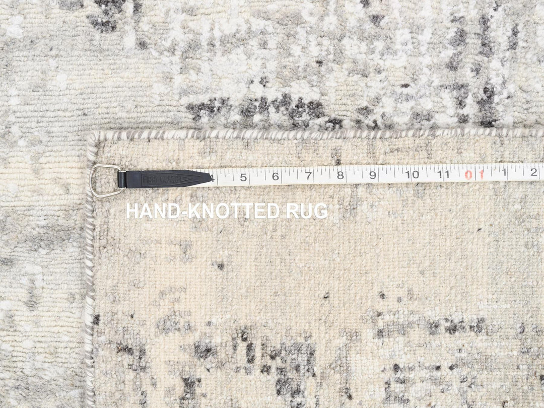 2'5" x 10'0" New Hand Knotted Grey Wool Runner Oriental Rug - MOA10262921