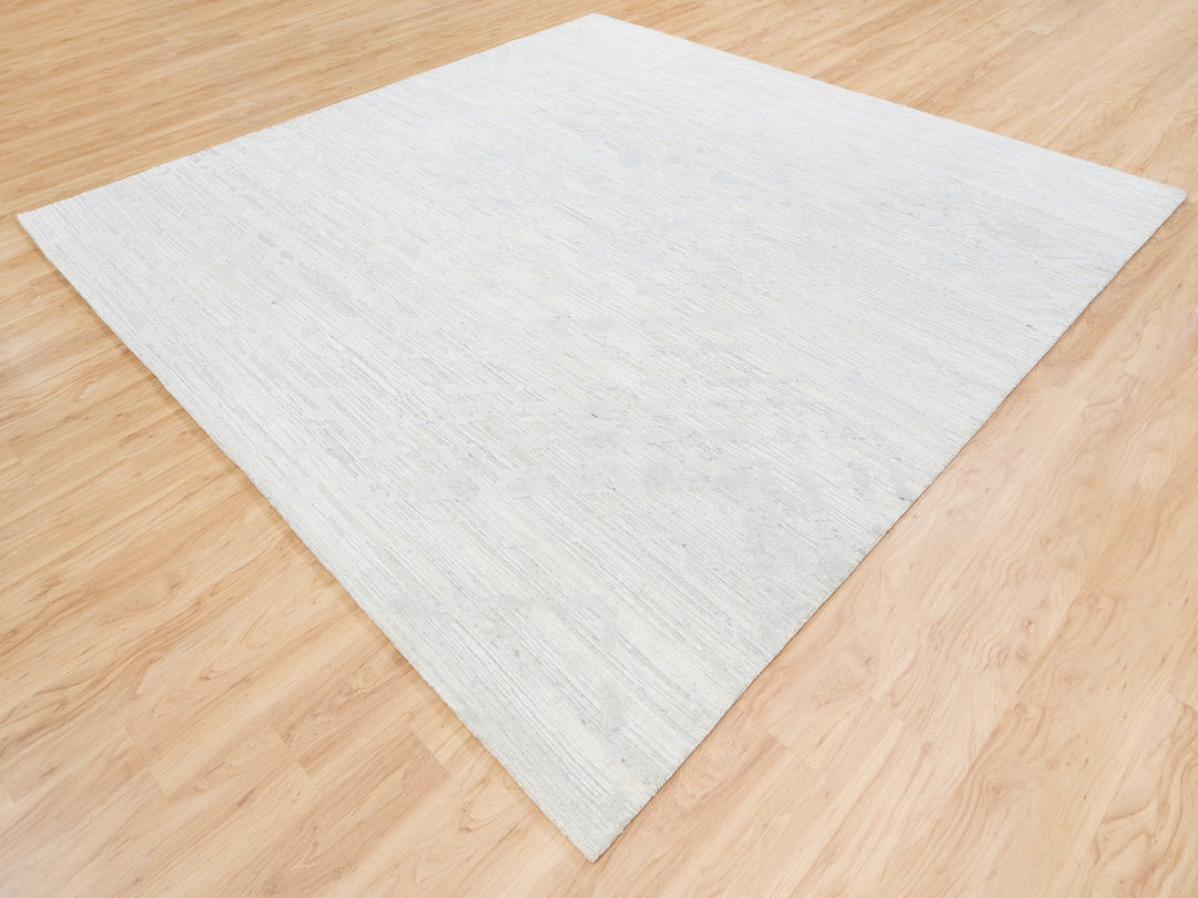 9'10" x 10'0" New Hand Knotted Grey Wool Square Oriental Rug - MOA10262924