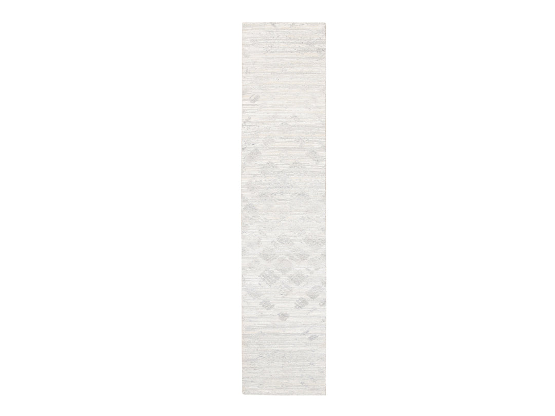 2'6" x 12'0" New Hand Knotted Ivory Wool Runner Oriental Rug - MOA10262938