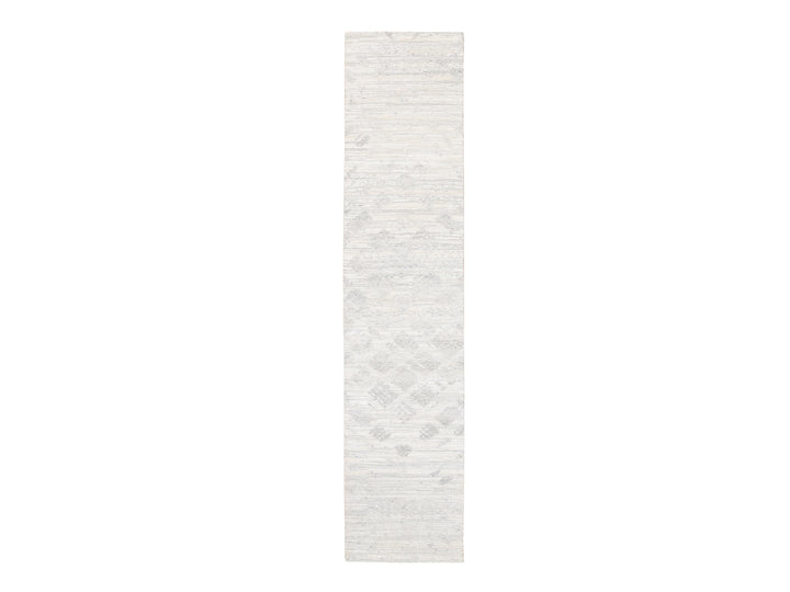 2'6" x 12'0" New Hand Knotted Ivory Wool Runner Oriental Rug - MOA10262938