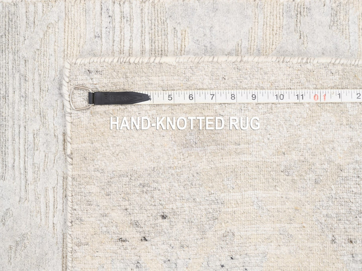 2'6" x 12'0" New Hand Knotted Ivory Wool Runner Oriental Rug - MOA10262938