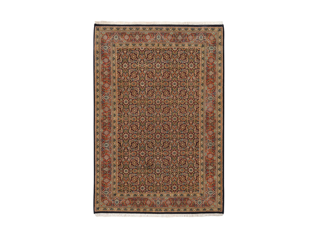 4'2" x 6'3" New Hand Knotted Black Wool Rectangle Oriental Rug - MOA10262978