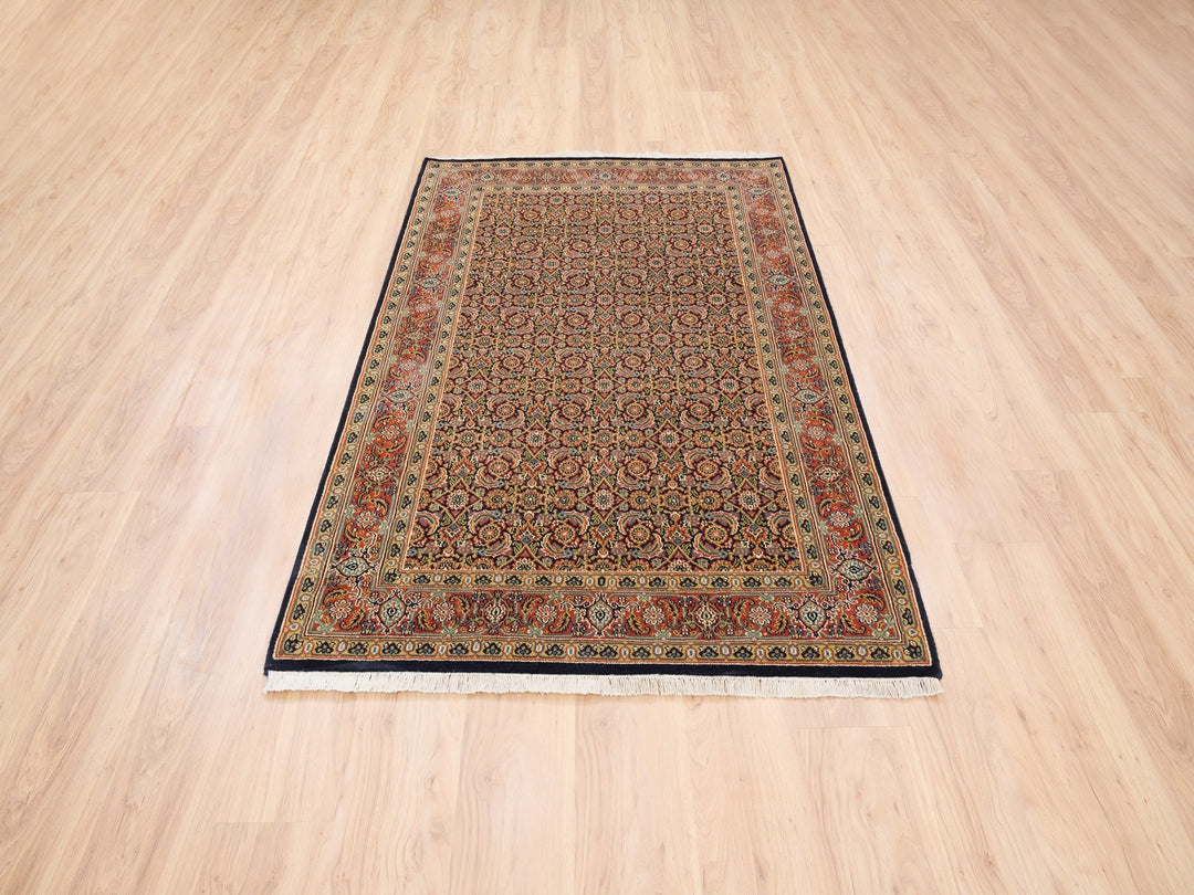 4'2" x 6'3" New Hand Knotted Black Wool Rectangle Oriental Rug - MOA10262978