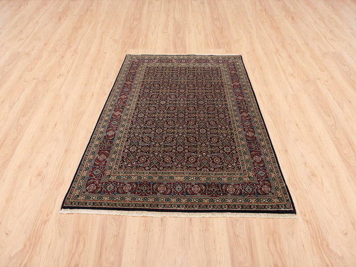 5'2" x 7'4" New Hand Knotted Black Wool Rectangle Oriental Rug - MOA10262995