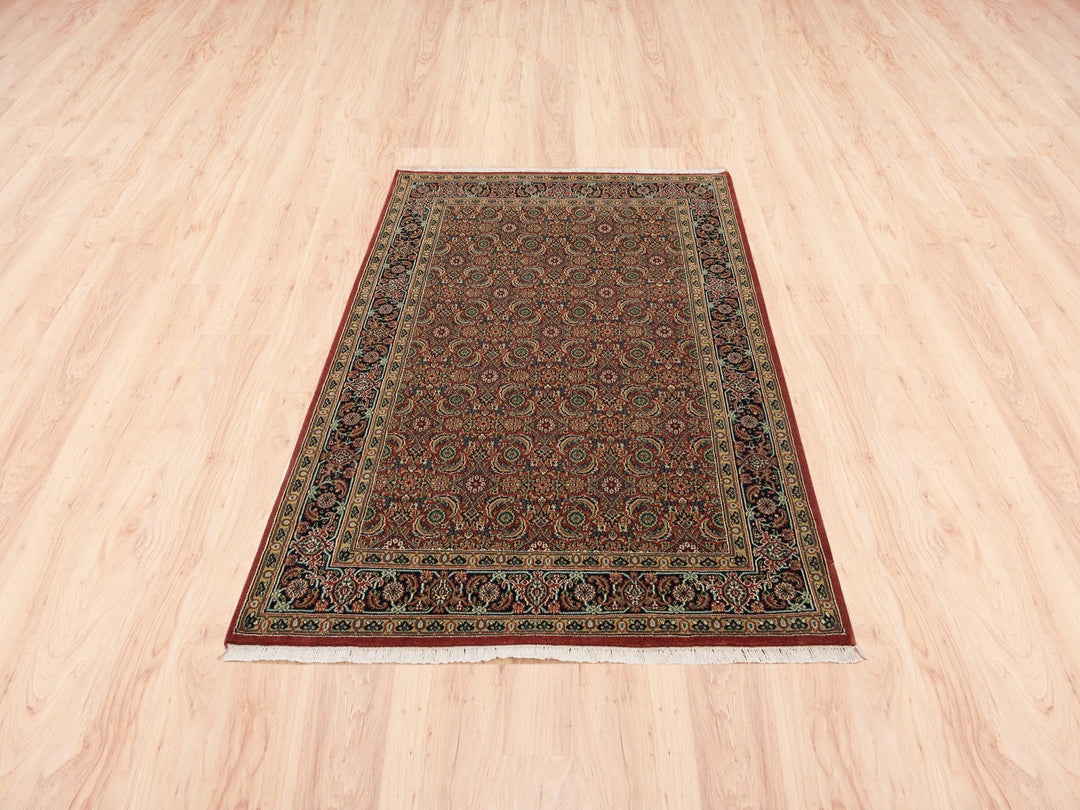 4'1" x 6'1" New Hand Knotted Red Wool Rectangle Oriental Rug - MOA10262998