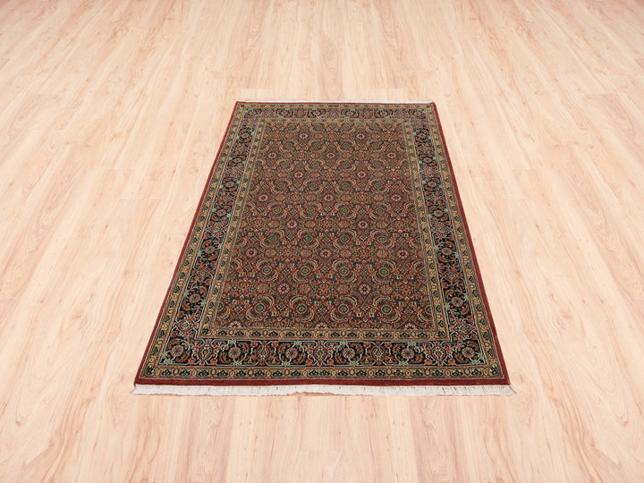 4'1" x 6'1" New Hand Knotted Red Wool Rectangle Oriental Rug - MOA10262998