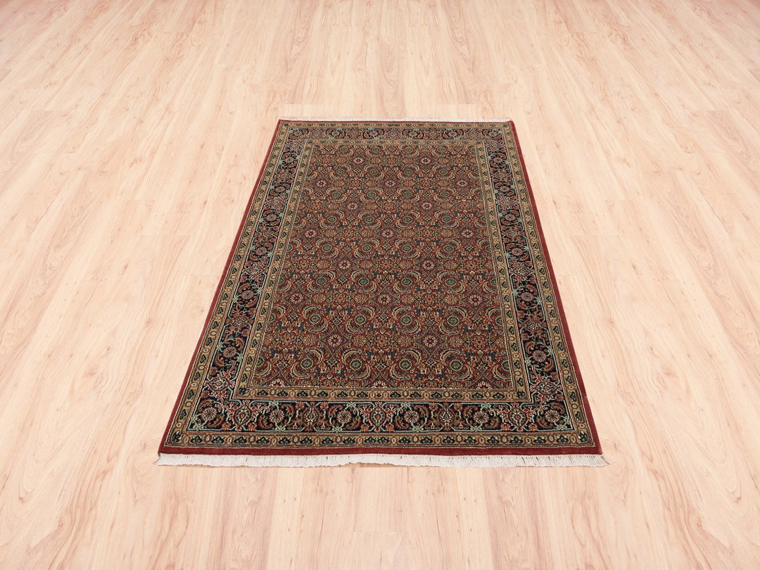4'1" x 6'2" New Hand Knotted Red Wool Rectangle Oriental Rug - MOA10262999