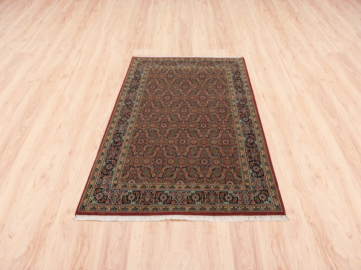 4'1" x 6'2" New Hand Knotted Red Wool Rectangle Oriental Rug - MOA10262999