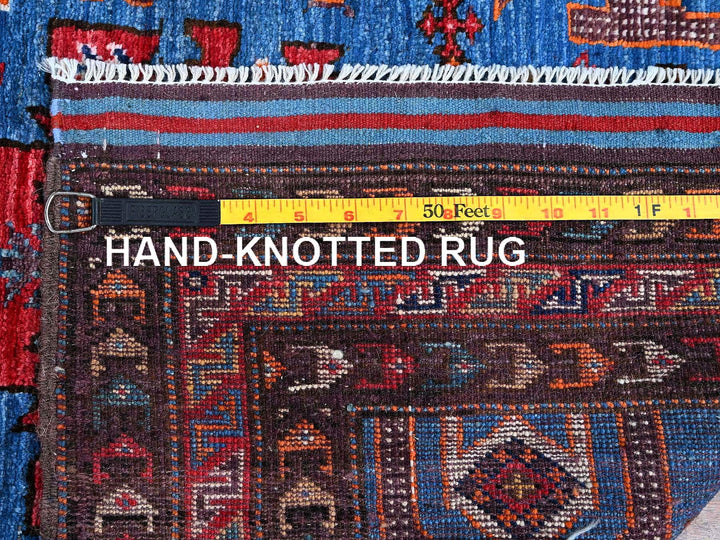 2'10" x 4'9" New Hand Knotted Blue Wool Rectangle Oriental Rug - MOA102629