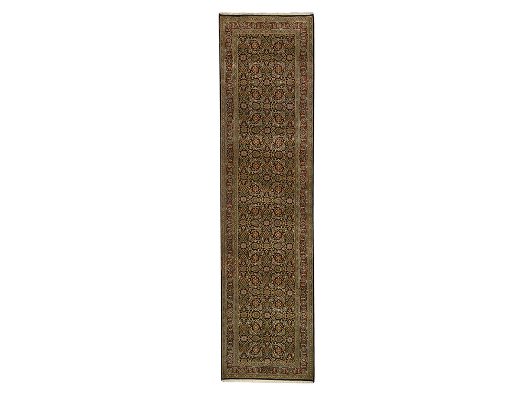 2'6" x 10'0" New Hand Knotted Black Wool Runner Oriental Rug - MOA10263006