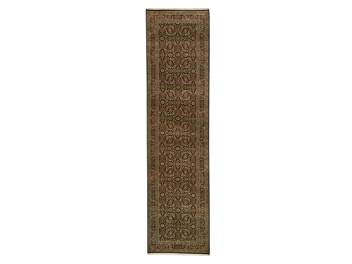 2'6" x 10'0" New Hand Knotted Black Wool Runner Oriental Rug - MOA10263006