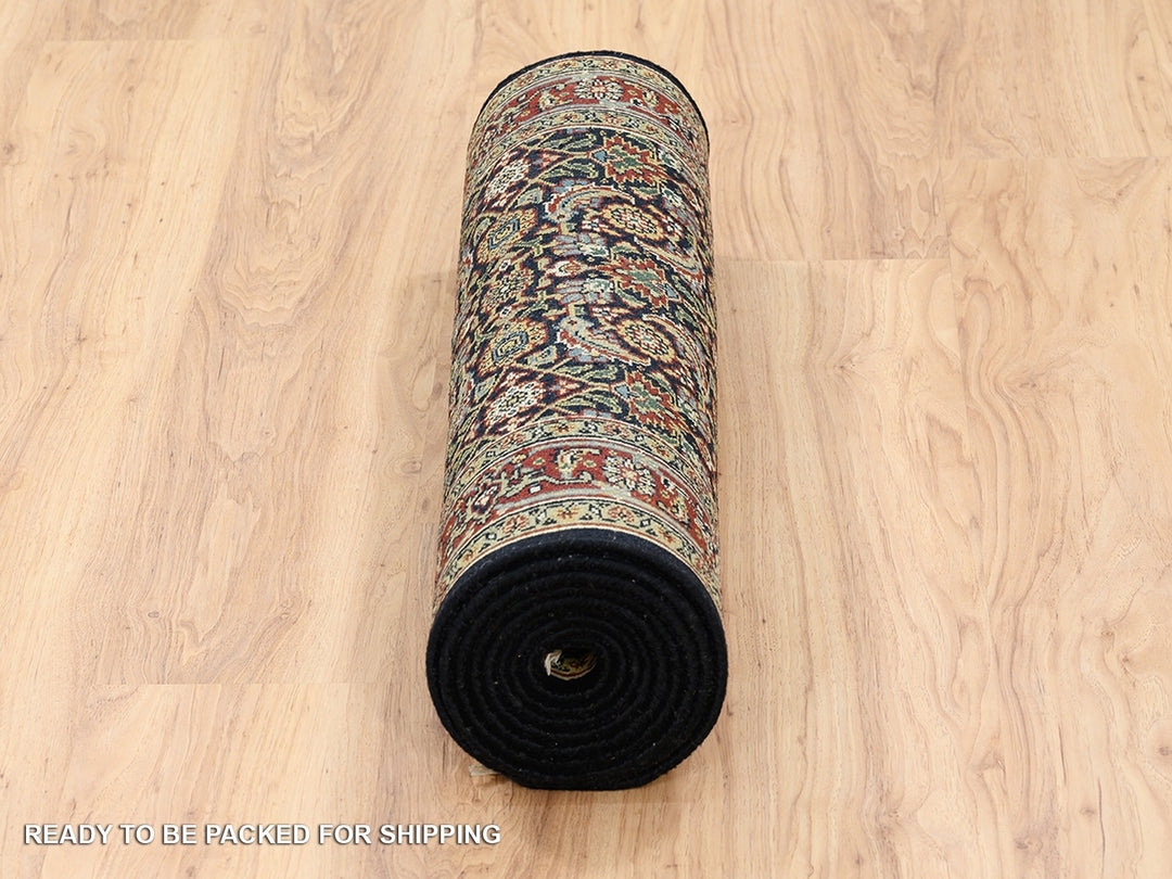 2'6" x 10'0" New Hand Knotted Black Wool Runner Oriental Rug - MOA10263006