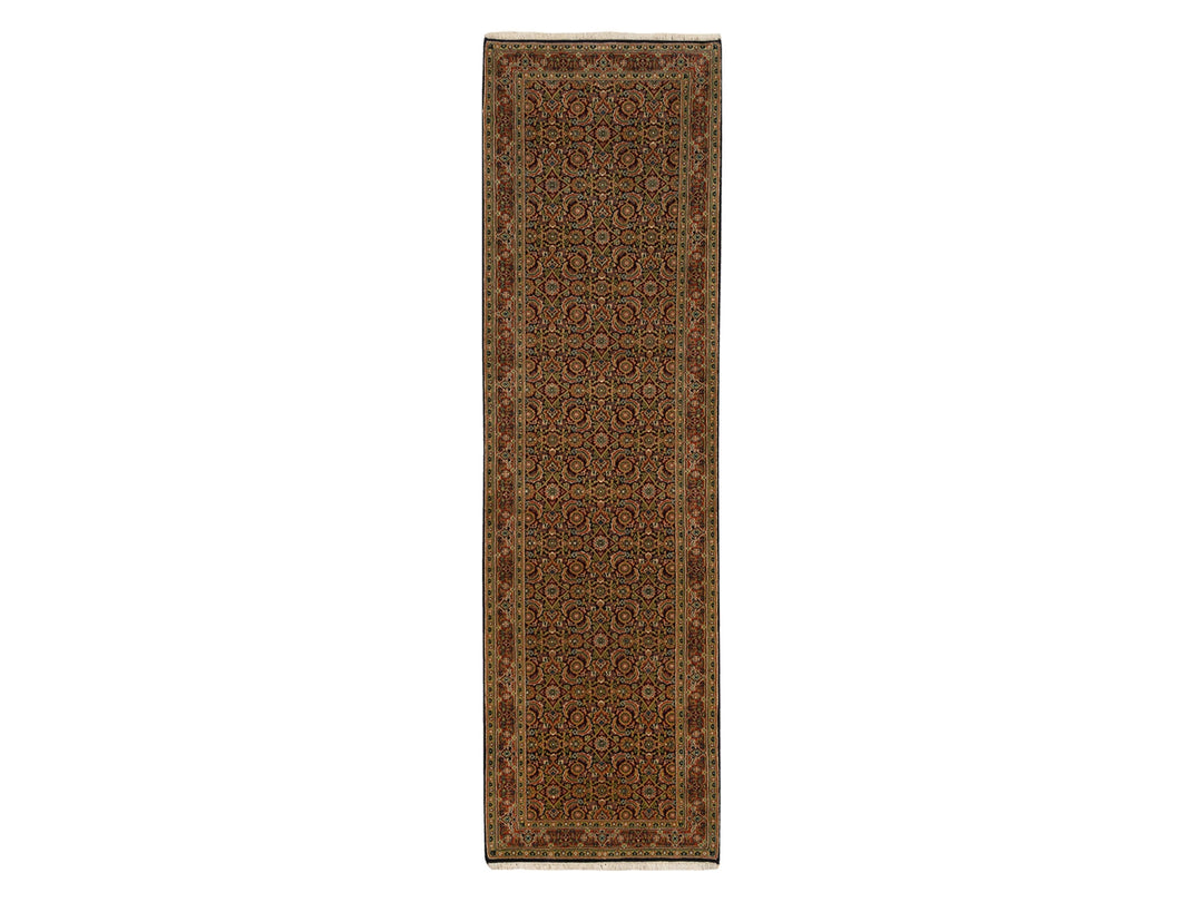 2'8" x 9'9" New Hand Knotted Black Wool Runner Oriental Rug - MOA10263011