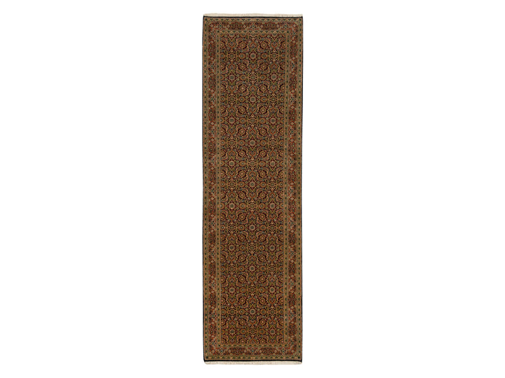 2'8" x 9'9" New Hand Knotted Black Wool Runner Oriental Rug - MOA10263011