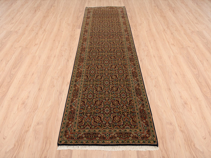 2'8" x 9'9" New Hand Knotted Black Wool Runner Oriental Rug - MOA10263011