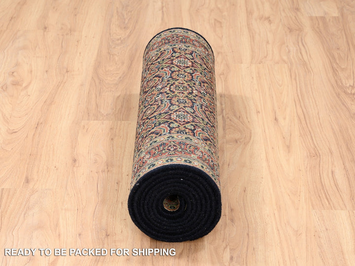 2'8" x 9'9" New Hand Knotted Black Wool Runner Oriental Rug - MOA10263011