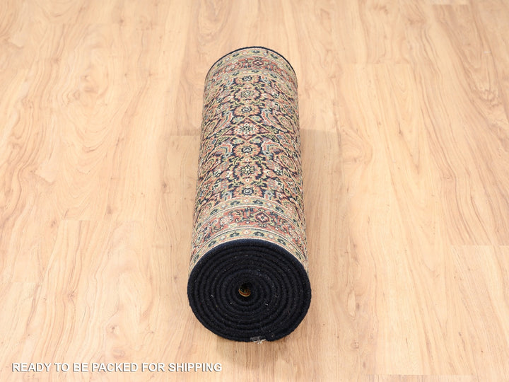 2'9" x 12'4" New Hand Knotted Black Wool Runner Oriental Rug - MOA10263023