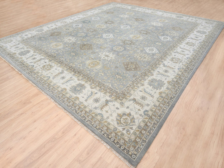 14'0" x 16'0" New Hand Knotted Grey Wool Square Oriental Rug - MOA10263068